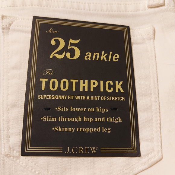 J. CREW 25 ankle "toothpick" jeans in white - Picture 2 of 3